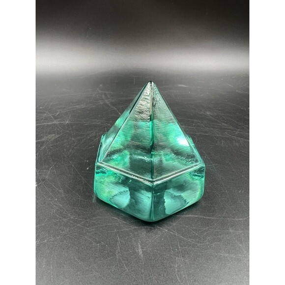 Aqua Green Ship Deck Glass Prism Pyramid Nautical Maritime Paperweight - Picture 2 of 8